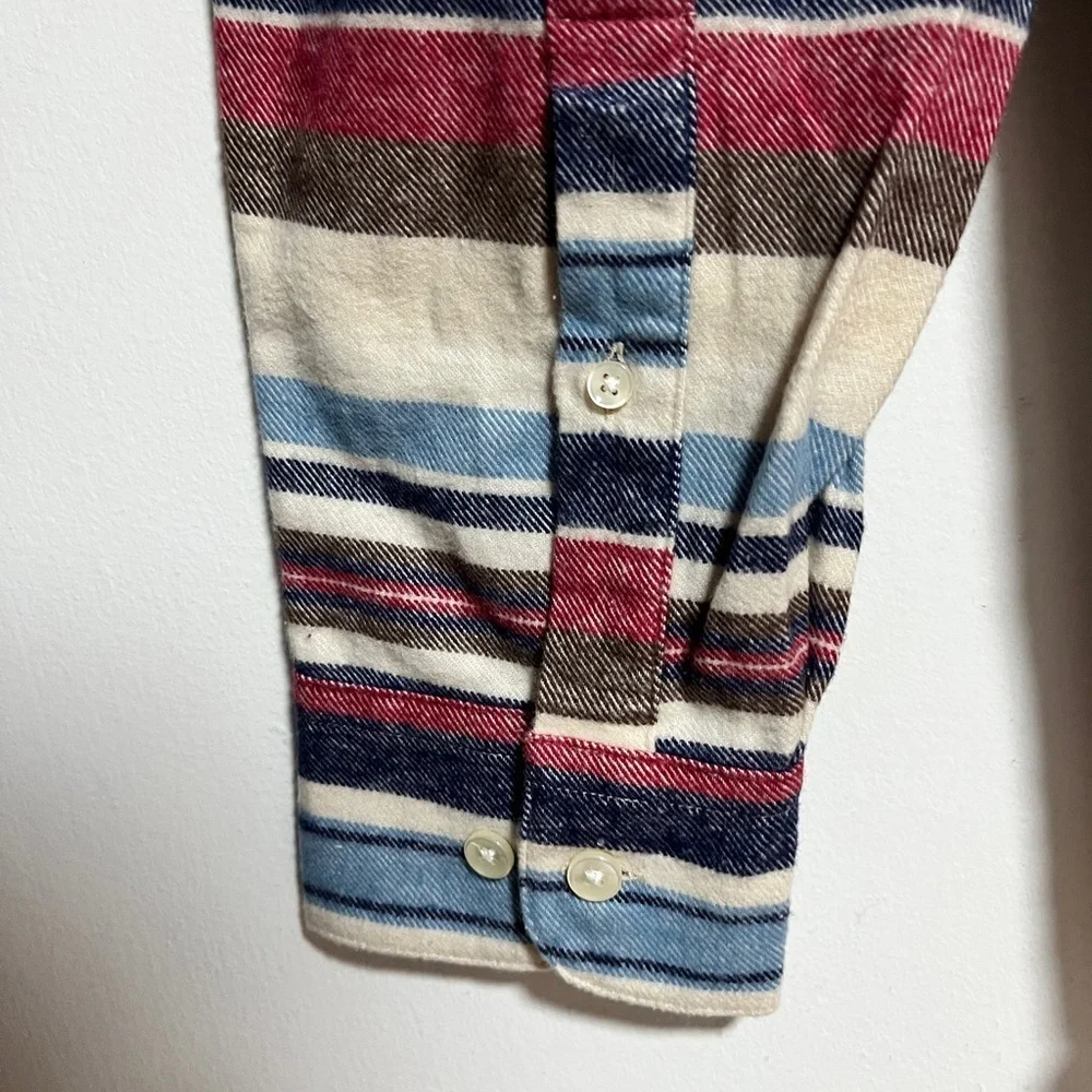 Portuguese Flannel Multicolor Striped Shirt – Size L - Picture 8 of 11